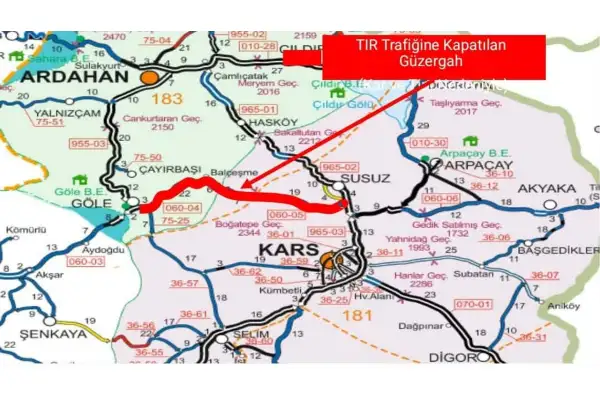Kars’ta Susuz–Boğatepe–Göle yolu tır trafiğine kapatıldı