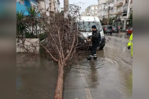 İzmir Büyükşehir Belediyesi ekiplerinin sağanak ve fırtına mesaisi
