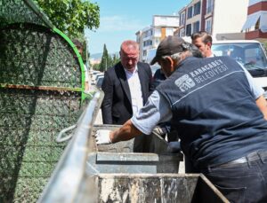 Karacabey’de çöp konteynerlerine yönelik yıkama ve dezenfekte çalışmaları