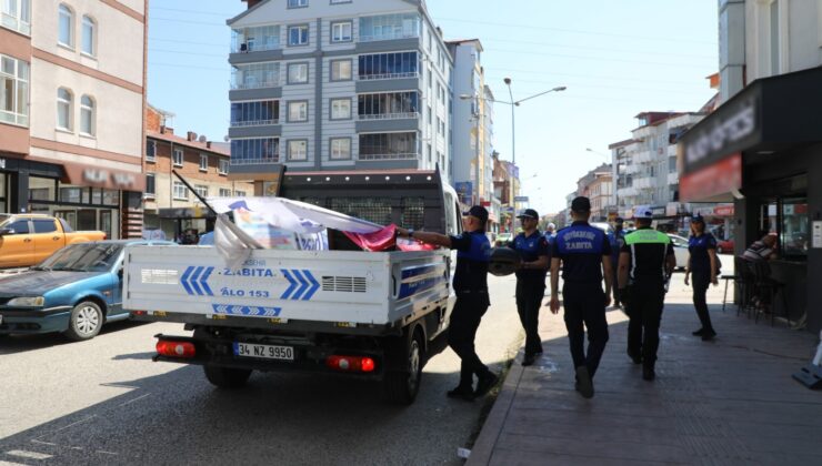 Ordu Büyükşehir Belediyesi Zabıta ekiplerinden kaldırım işgaline karşı denetim
