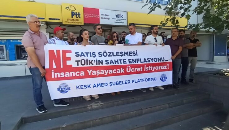 KESK üyeleri, TÜİK önünde sefalet zammına tepki gösterdi