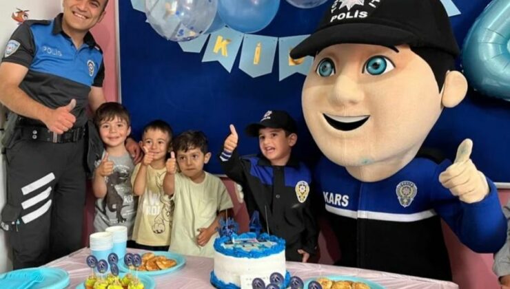 Minik Çınar’a polislerden sürpriz doğum günü kutlaması